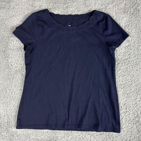 Talbots Petites Women's Scalloped Neck Tee Shirt MP Pima Cotton - Picture 1 of 11